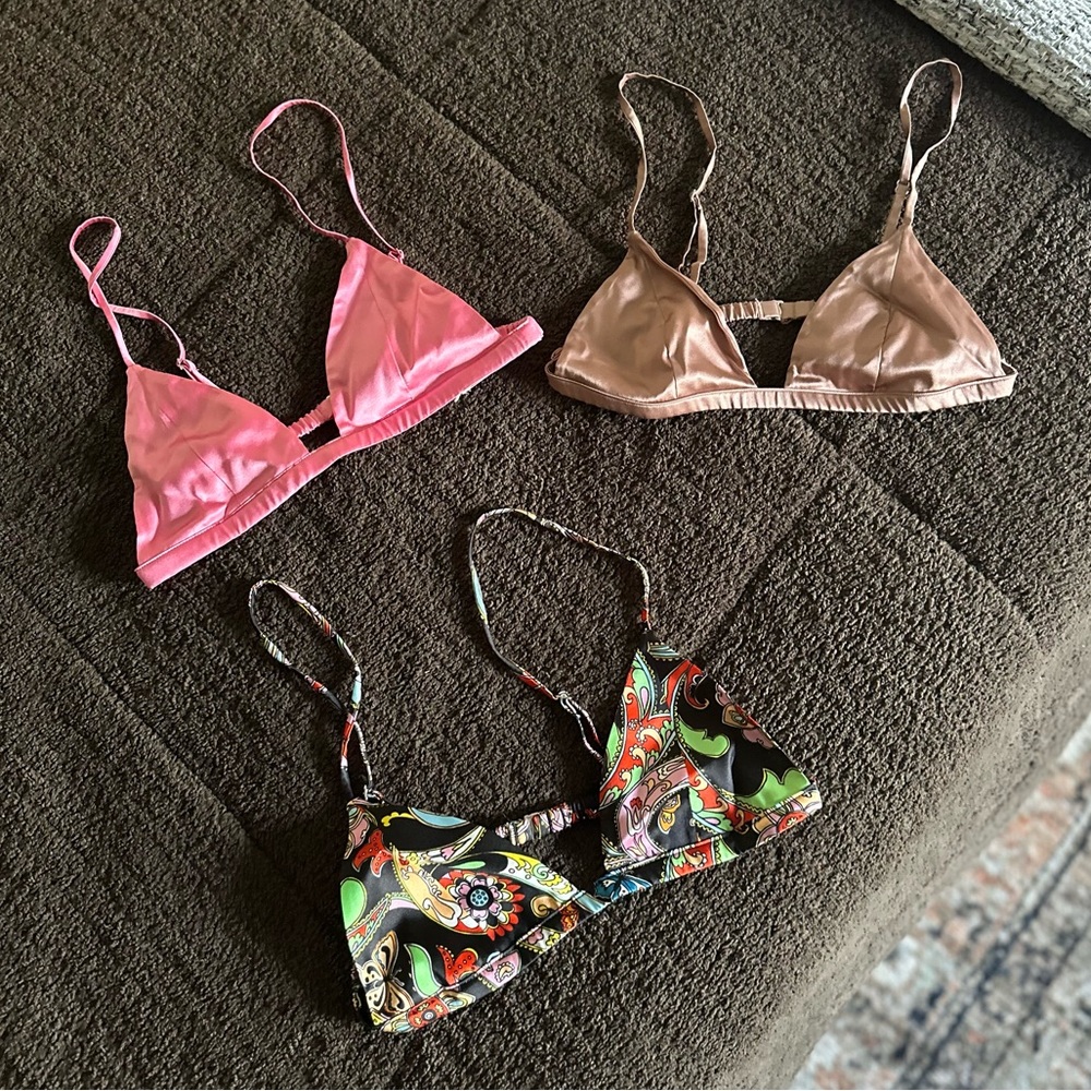 Fleur Du Mal Silk Bralette Set - XS